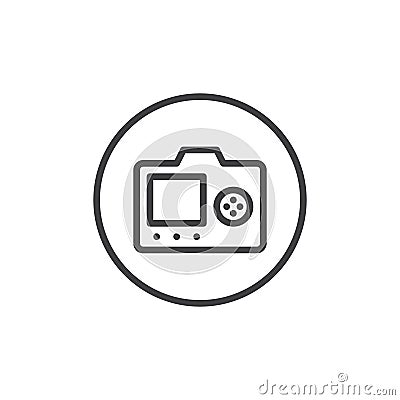 LCD screen of DSLR photo camera with control buttons line icon Vector Illustration
