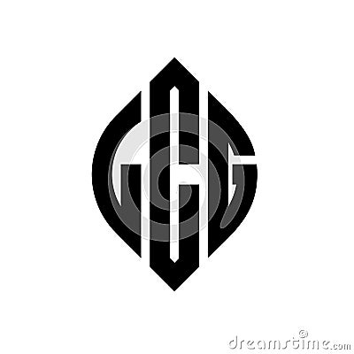 LCG circle letter logo design with circle and ellipse shape. LCG ellipse letters with typographic style. The three initials form a Vector Illustration