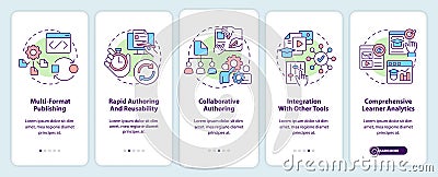 LCMS features onboarding mobile app screen Vector Illustration
