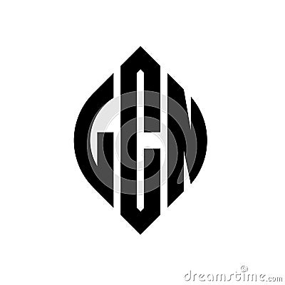 LCN circle letter logo design with circle and ellipse shape. LCN ellipse letters with typographic style. The three initials form a Vector Illustration