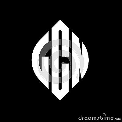 LCN circle letter logo design with circle and ellipse shape. LCN ellipse letters with typographic style. The three initials form a Vector Illustration