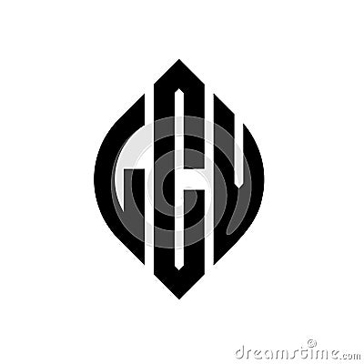 LCV circle letter logo design with circle and ellipse shape. LCV ellipse letters with typographic style. The three initials form a Vector Illustration