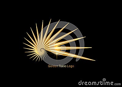 3D seashell nautilus, gold logo. Golden Ratio with smooth shape. Can be used for advertising, marketing, presentation, card Vector Illustration