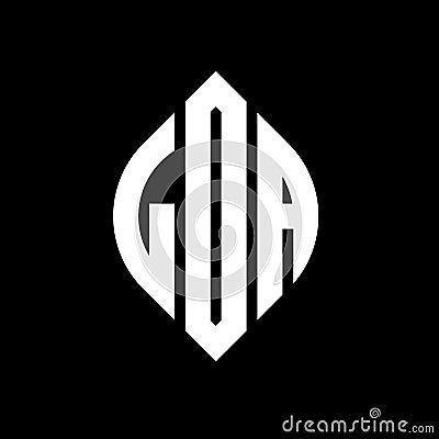 LDA circle letter logo design with circle and ellipse shape. LDA ellipse letters with typographic style. The three initials form a Vector Illustration