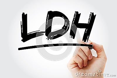 LDH - lactic dehydrogenase acronym with marker, medical concept background Stock Photo