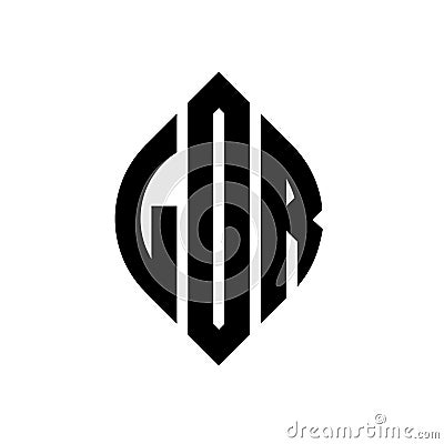 LDR circle letter logo design with circle and ellipse shape. LDR ellipse letters with typographic style. The three initials form a Vector Illustration
