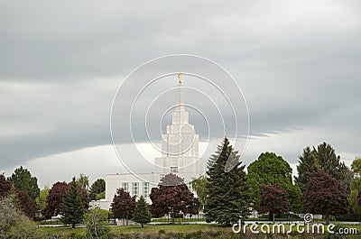 LDS Temple in Idaho Falls near Greenbelt Editorial Stock Photo