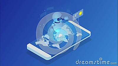 Le chatbot vivant indique aux prévisions météorologiques le gadget en ligne isométrique de prévisions météorologiques programme d illustration de vecteur Le chatbot vivant indique aux prévisions météorologiques le gadget en ligne isométrique de prévisions météorologiques programme d illustration de vecteur