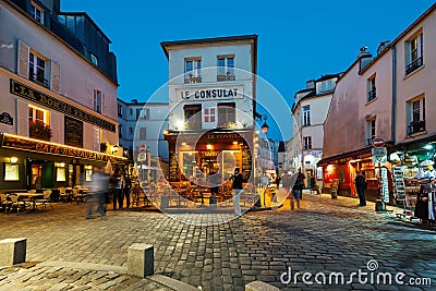 Le Consulat night view. Editorial Stock Photo