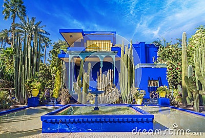 Le Jardin Majorelle, amazing tropical garden in Marrakech Stock Photo