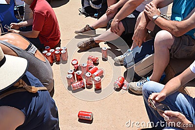 LE MANS, FRANCE - JUNE 18, 2017: Cuns of beer during race 24 hours of Le mans Editorial Stock Photo