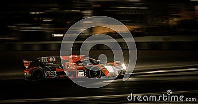 Le Mans / France - June 13-14 2017: 24 hours of Le Mans, night on race track of 24 hours of Le Mans, Ligier JSP217 Editorial Stock Photo
