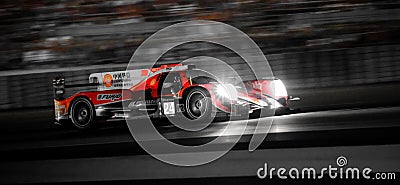 Le Mans / France - June 13-14 2017: 24 hours of Le Mans, night on race track of 24 hours of Le Mans, Oreca07-Gibson Editorial Stock Photo