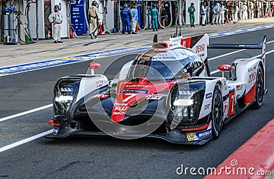 Le Mans / France - June 13-14 2017: 24 hours of Le Mans, Toyota TS050 Hybrid on road of race 24 hours of Le Mans Editorial Stock Photo