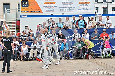 LE MANS, FRANCE - JUNE 11, 2017: Team of racers of Fabien Barthez - famous former french goalkeeper and racer 11 june 2017- Weighi Editorial Stock Photo