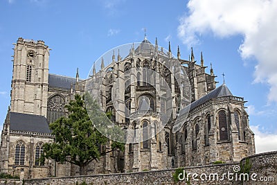 Le Mans France, 15 october 2018. Saint Julien Cathedral at Le Mans Editorial Stock Photo