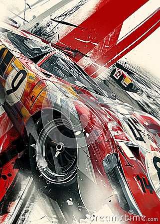 Le-Mans Race Car Illustration Stock Photo