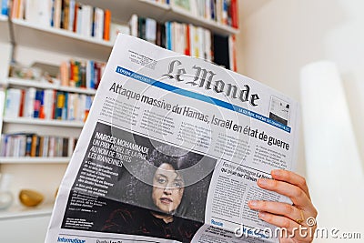 Le Monde: Massive Hamas Attack Sparks Israeli War Editorial Stock Photo