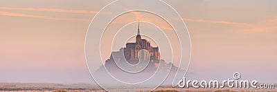 Le Mont Saint Michel in Normandy, France at sunrise Stock Photo