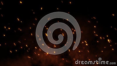 Le scintille roventi brucianti volano a partire da grande fuoco nel cielo notturno stock footage Le scintille roventi brucianti volano a partire da grande fuoco nel cielo notturno stock footage