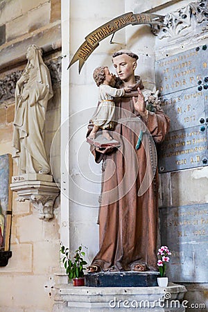 Le Treport - Statue of St Anthony of Padua Cartoon Illustration