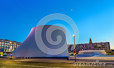 Le Volcan, a cultural complex comprising a concert hall and a library. Le Havre, France Editorial Stock Photo