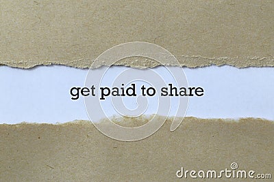 Get paid to share on white paper Stock Photo