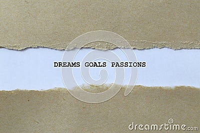 dreams goals passions on white paper Stock Photo