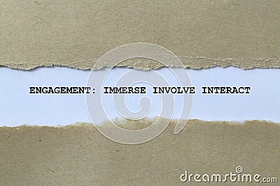engagement immerse involve interact on white paper Stock Photo