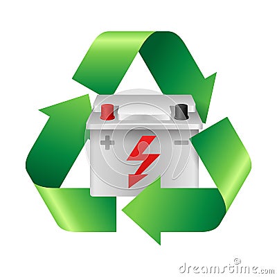 Lead-acid car battery recycling 3D icon Vector Illustration