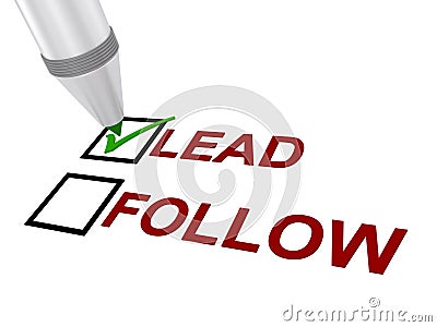 Lead and follow boxes Cartoon Illustration