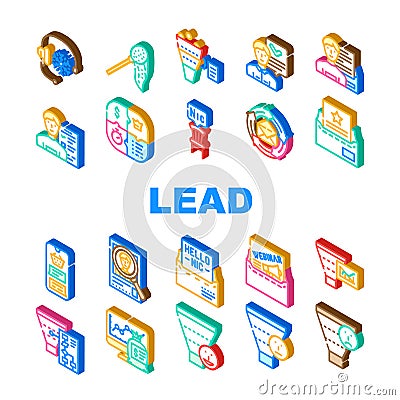 lead generation customer business icons set vector Vector Illustration