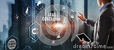 Lead Generation. Finding and identifying customers for your business products or services Stock Photo