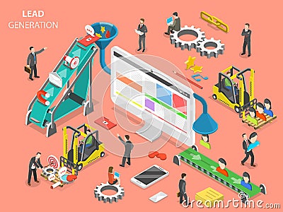 Lead generation flat isometric vector concept. Vector Illustration