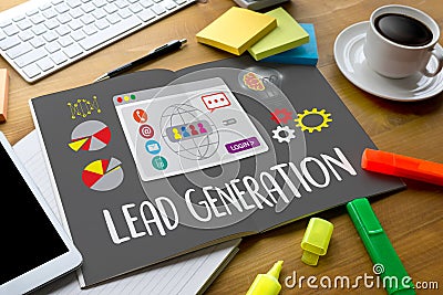 LEAD GENERATION Lead Generation Business Funnel , Sales funnel, Stock Photo