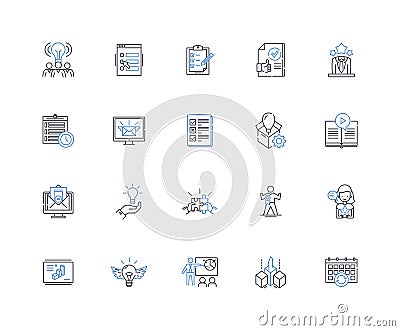 Lead generation line icons collection. Prospects, Contact, Sales, Conversion, Outreach, Funnel, Target vector and linear Vector Illustration