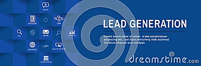 Lead Generation Web Header Banner - Attract leads for target audience to increase revenue growth & sales Vector Illustration