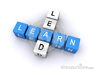 Lead and learn word cubes Stock Photo