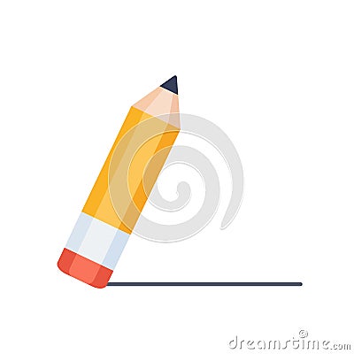 Lead pencil erasing line isolated on white background Vector Illustration