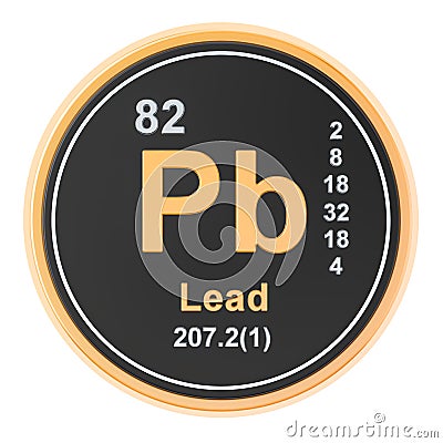 Lead plumbum Pb chemical element. 3D rendering Stock Photo