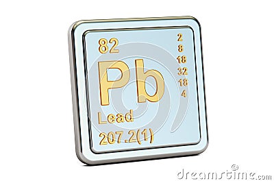 Lead plumbum Pb, chemical element sign. 3D rendering Stock Photo