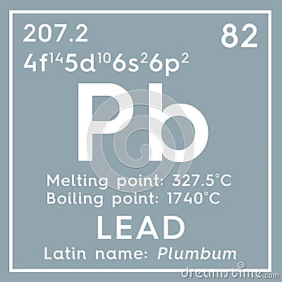 Lead. Plumbum. Post-transition metals. Chemical Element of Mendeleev\'s Periodic Table. 3D illustration Cartoon Illustration