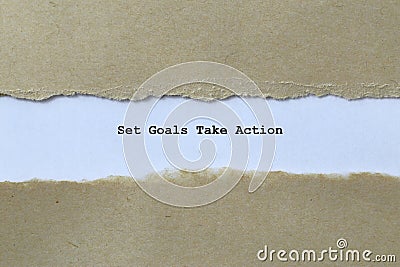 set goals take action on white paper Stock Photo