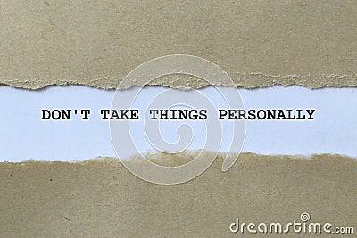 don't take things personally on white paper Stock Photo