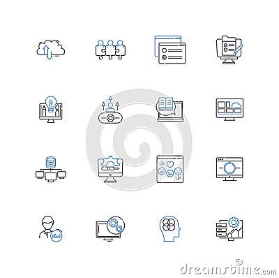 Lead reputation line icons collection. perception, image, status, influence, credibility, reliability, authority vector Vector Illustration