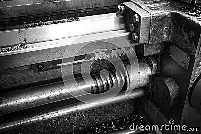 Lead move the caliper of the machine tool Stock Photo