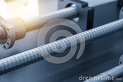 The lead shaft spare part of CNC machine Stock Photo