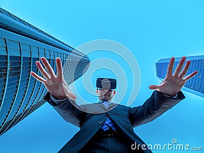 The leader of business in cyberspace and virtual reality. Stock Photo