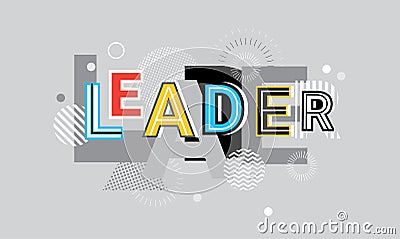 Leader Business Leadership Creative Word Over Abstract Geometric Shapes Background Web Banner Vector Illustration