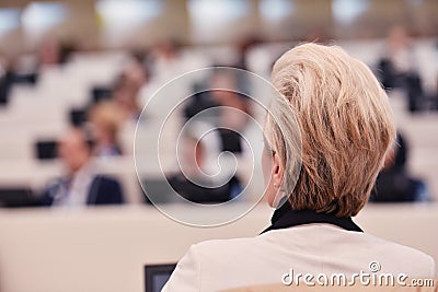 Leader business woman representing model of economic development and startup business, Audience at the conference hall, Business Editorial Stock Photo